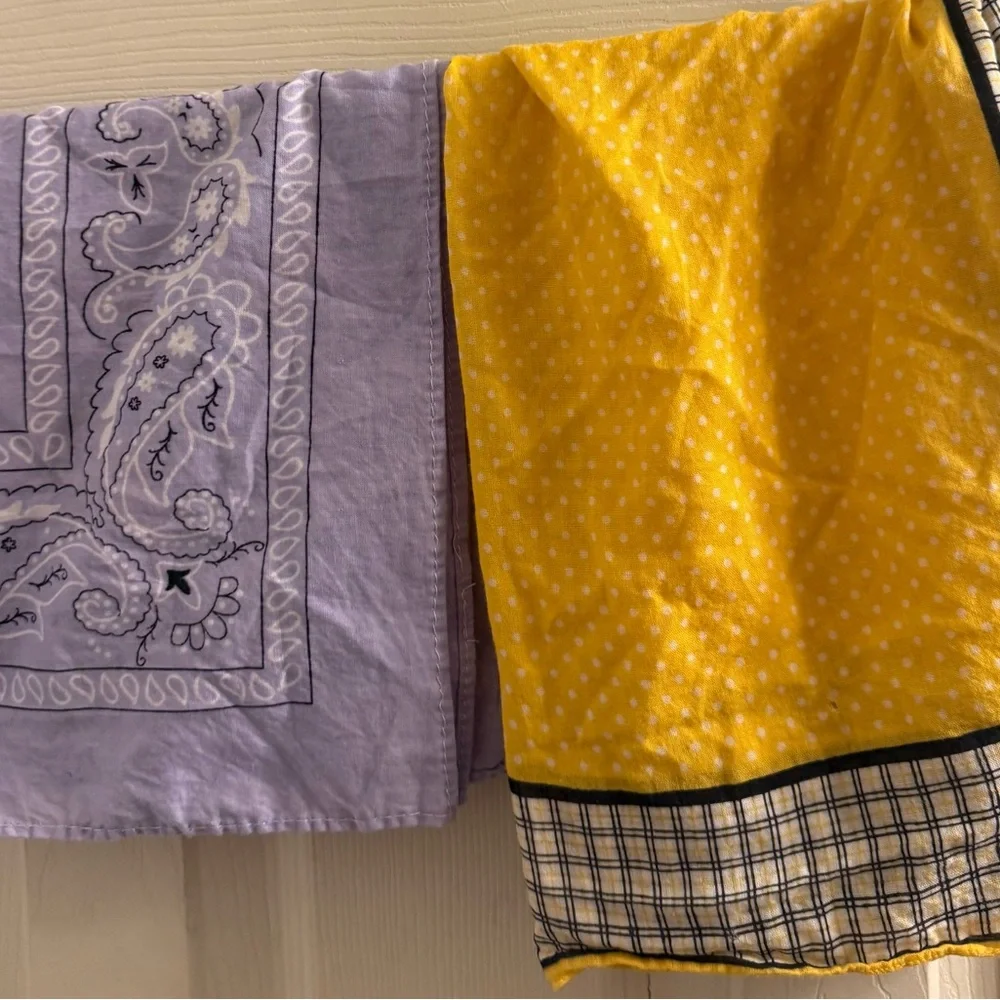 Yellow and Purple Paisley and Polka Dot Scarf